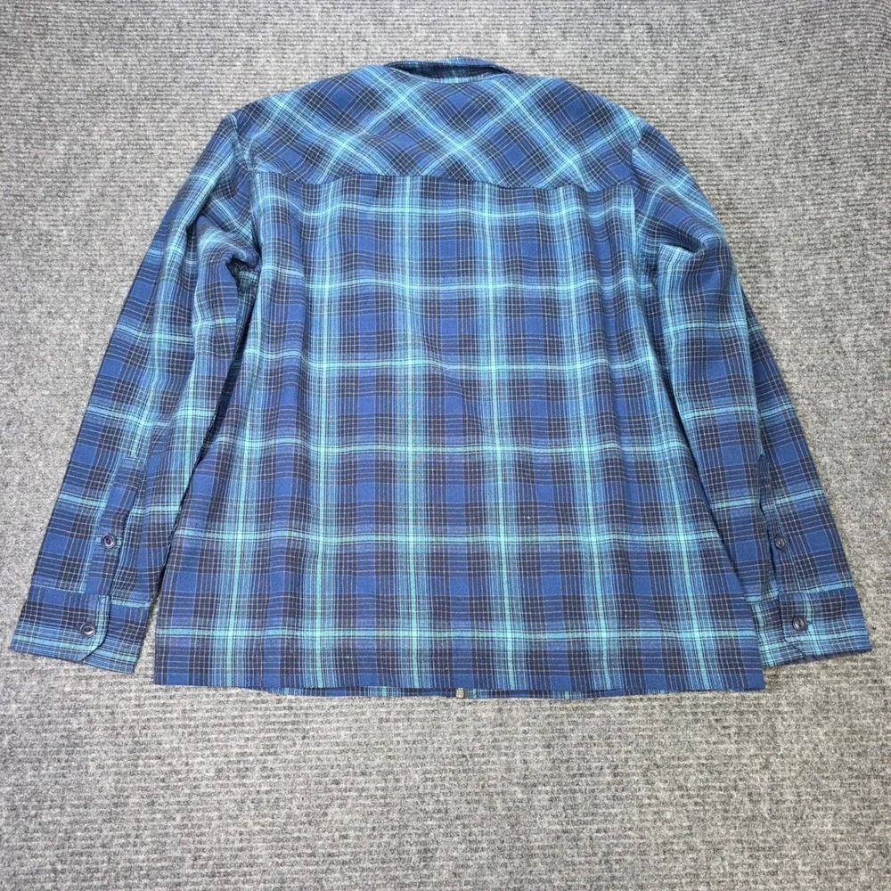 Scandia Woods Full Zip Flannel Shirt Jacket Men's Size L Blue Teal Plaid Lined